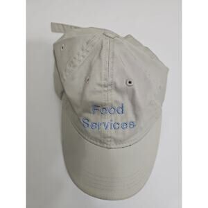 Food Services Beige Embroidered Logo Adjustable Baseball Hat Cap